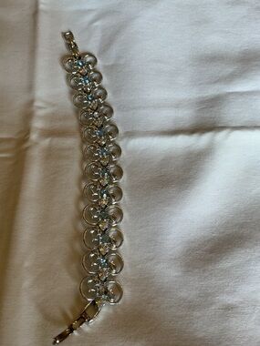 Silver-tone AB Stones and Blue Glass Bracelet